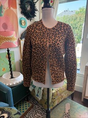 Marled Leopard Print Cardigan - Brown & Black
